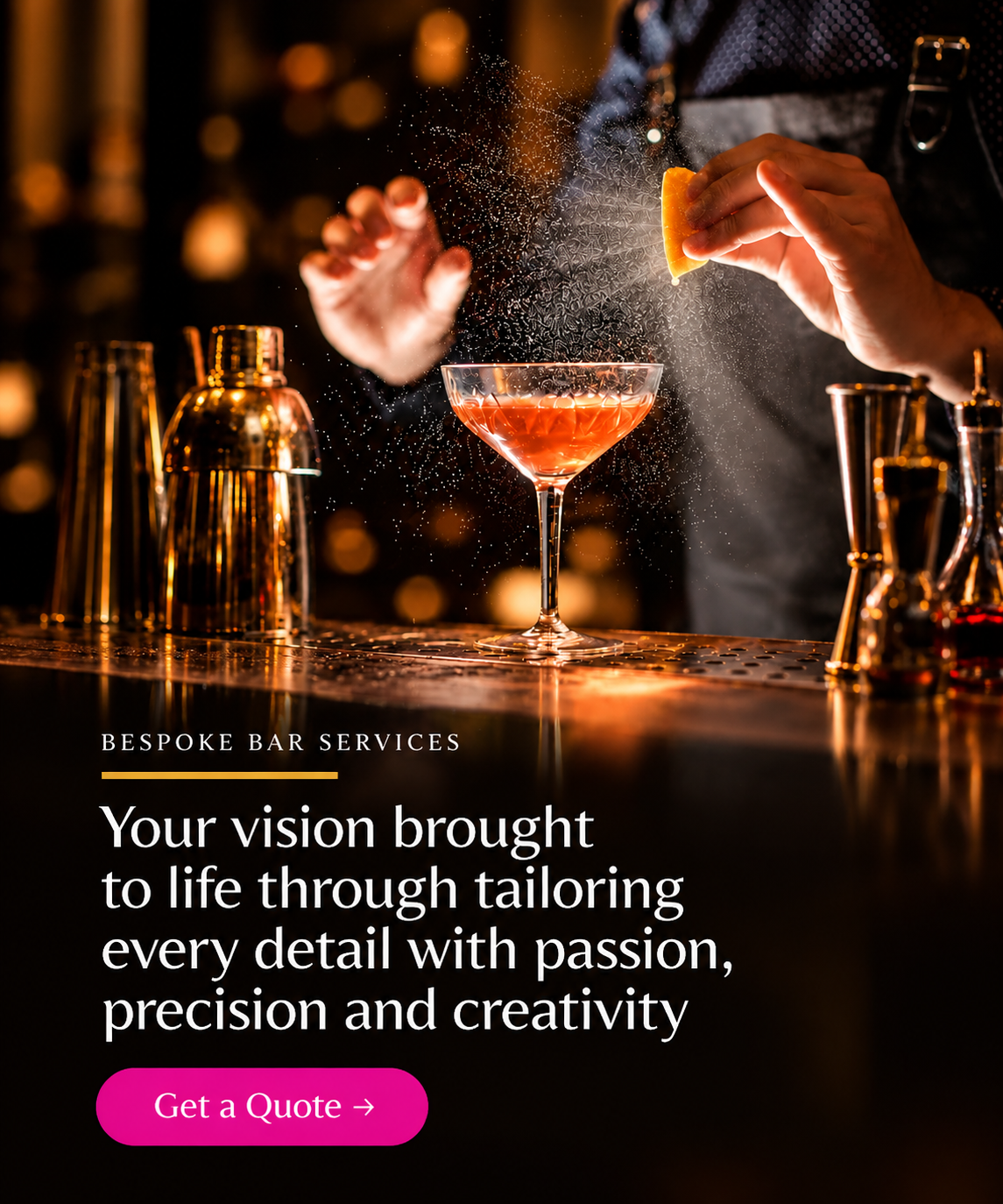 COSMO EVENTS | Cosmo Home Page Bespoke Cocktail Service Advertisement